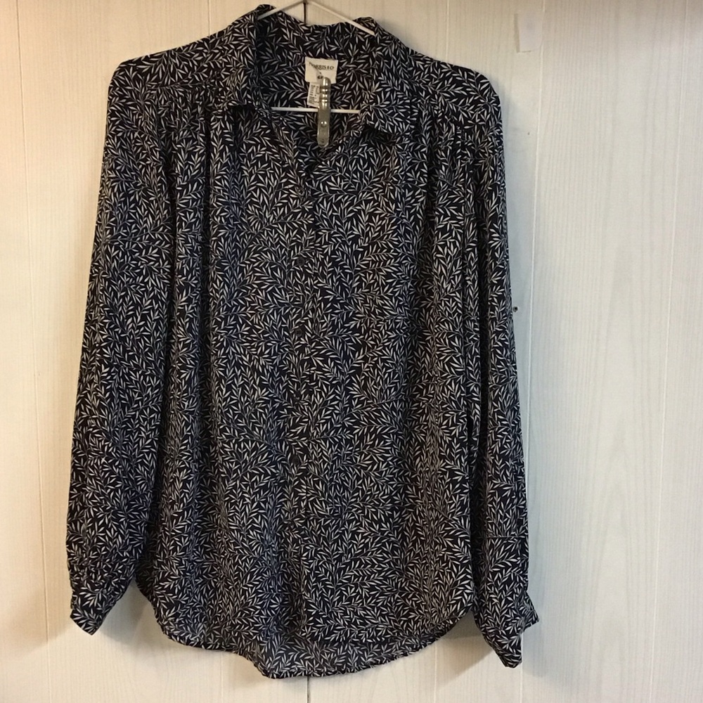♥️5/25$ Morris & Co. Navy Blouse size 8